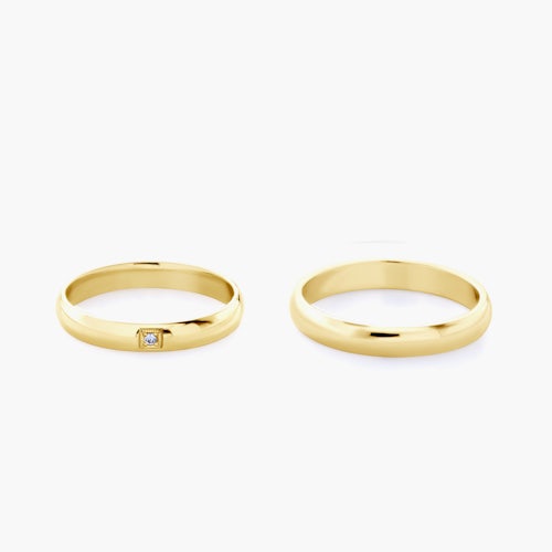 Obrączki ślubne: złote, półokrągłe, 3 mm